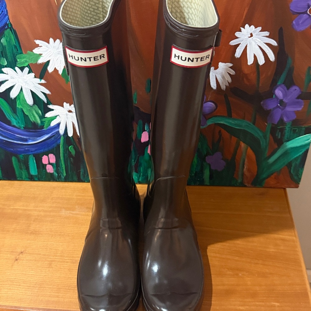 Rare! Hunter Original Tall Wellies iCocoa Gloss Brown 6M 7F UK5 EU38 - Picture 8 of 16